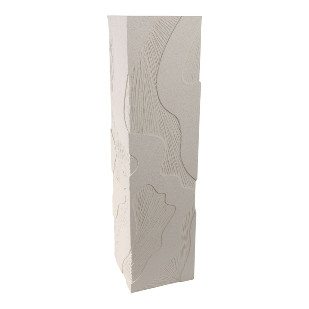 39" Wood Roanoke Carved Plaster Pedestal Large - Ivory