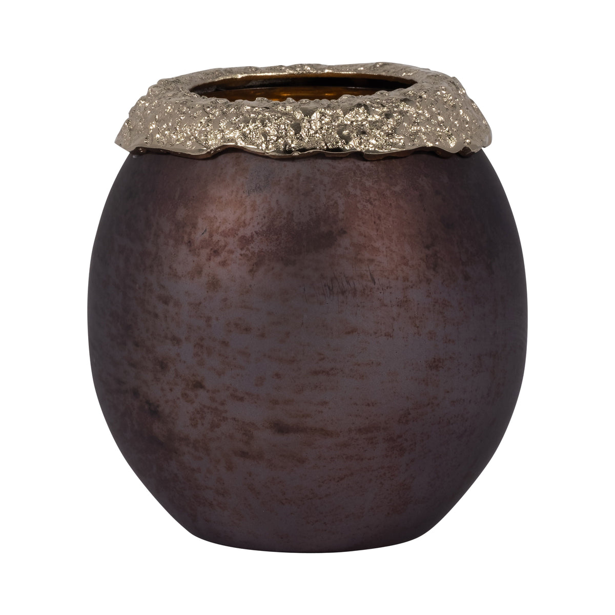 Glass Oval Hurricane 8" - Charred Coal / Gold