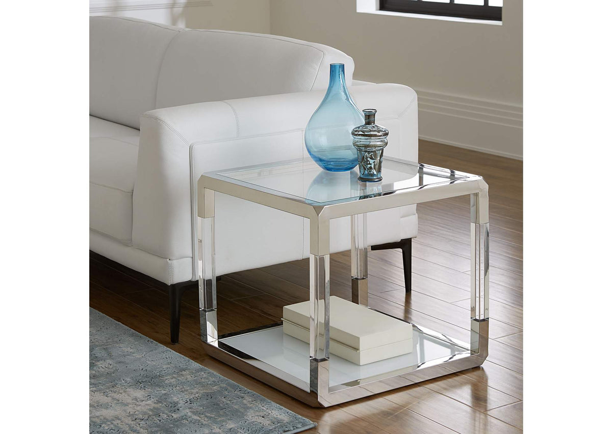 8YW422 Jasper End Table In Acrylic - White Glass - Pss