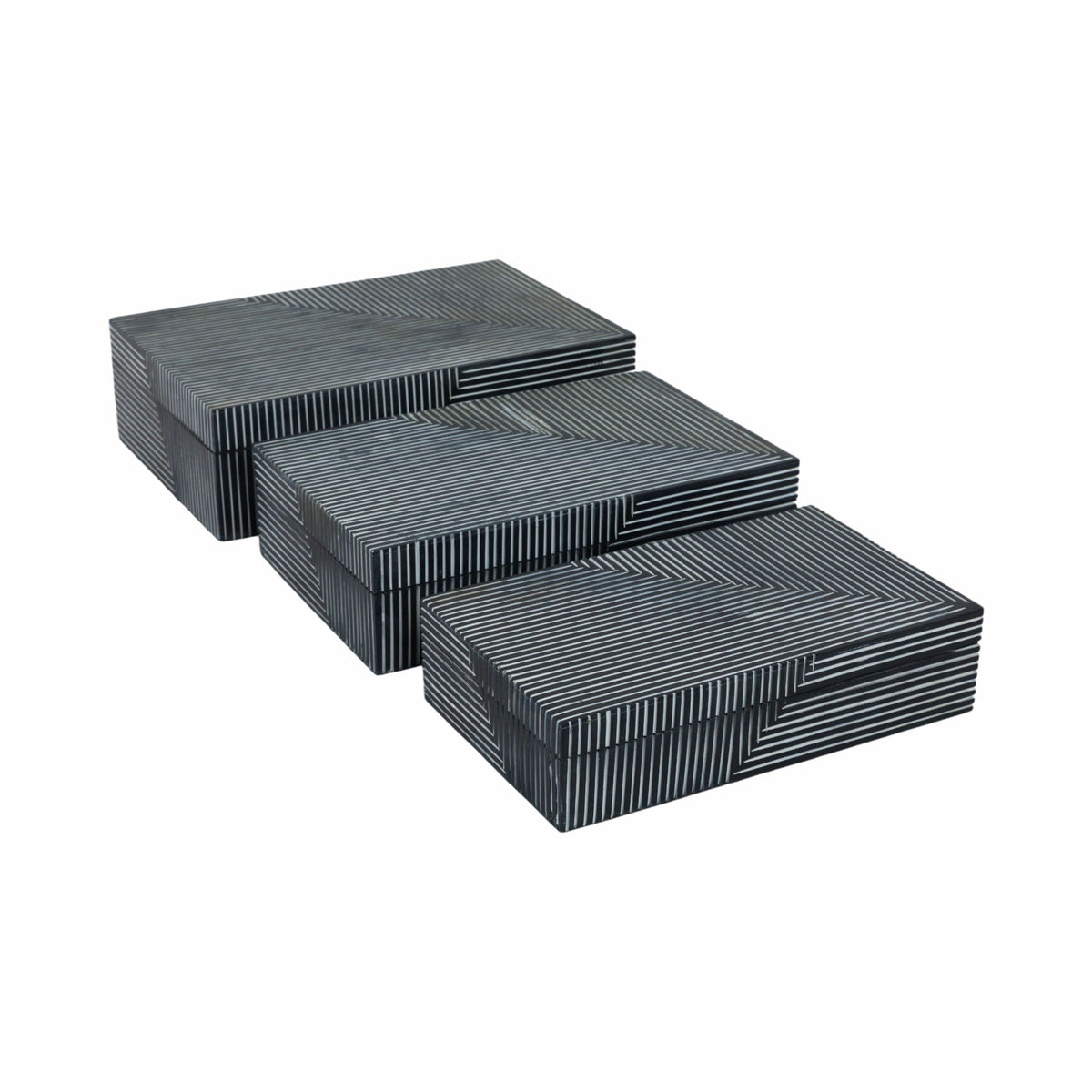 10" / 11" / 12" Resin Pinstripe Boxes (Set of 3) - Navy