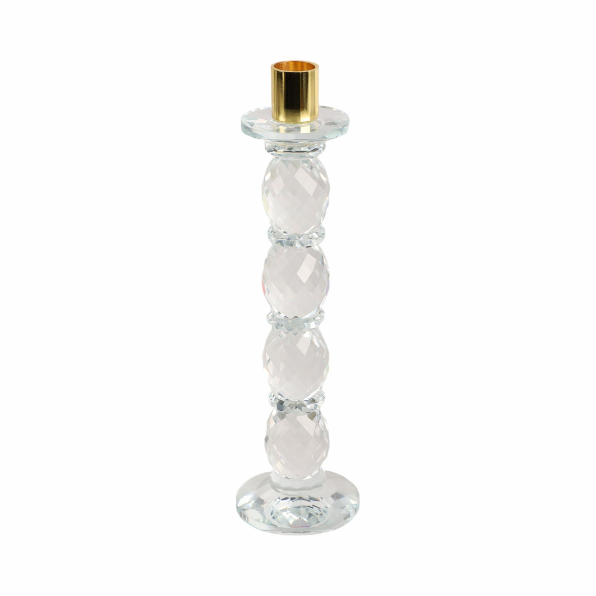 11" Etched Crystal Taper Holder - Clear / Gold