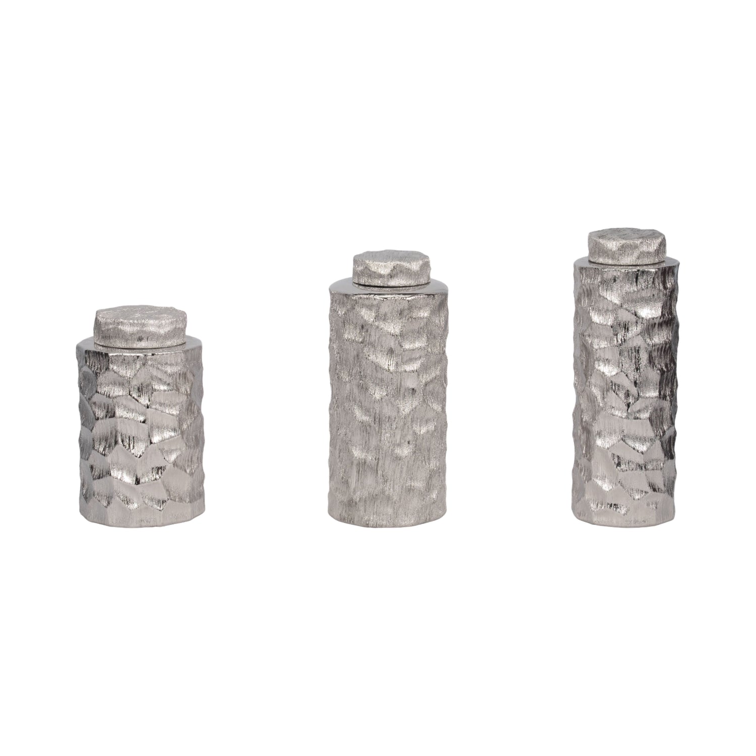 10" / 13" / 14" Anita Ceramic Lidded Jars (Set of 3) - Silver
