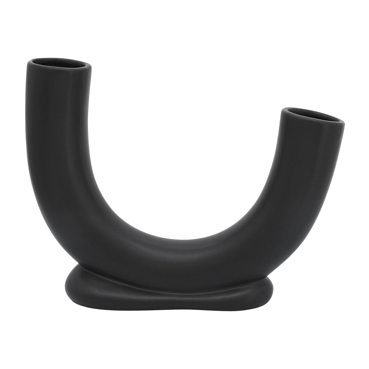 Cer U-Shaped Vase With Base 8" - Black