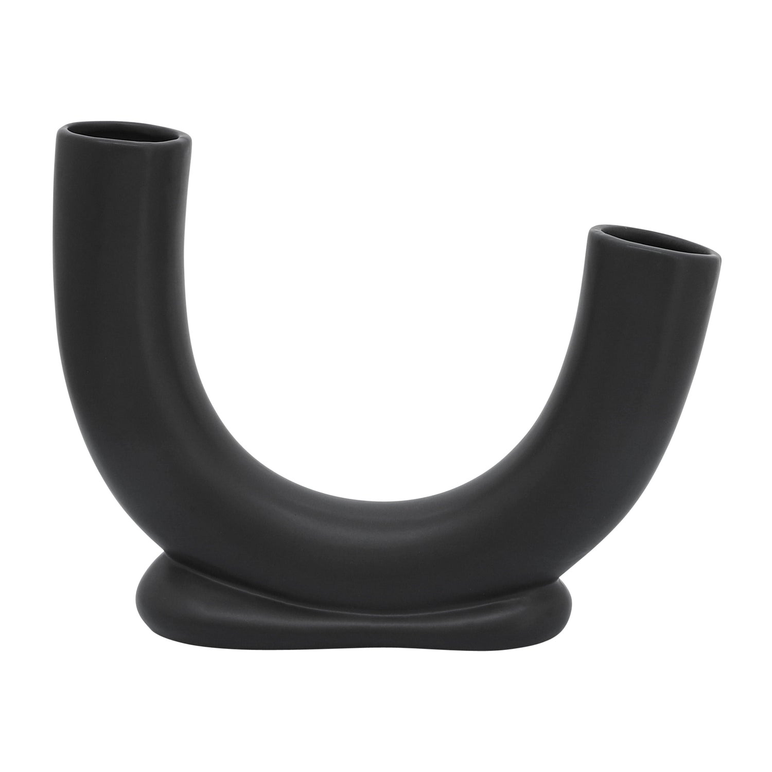 Cer U-Shaped Vase With Base 8" - Black