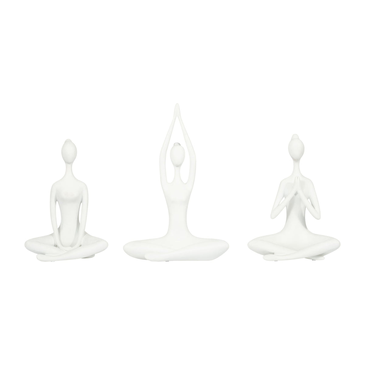 10" Resin Yoga Ladies (Set of 3) - White