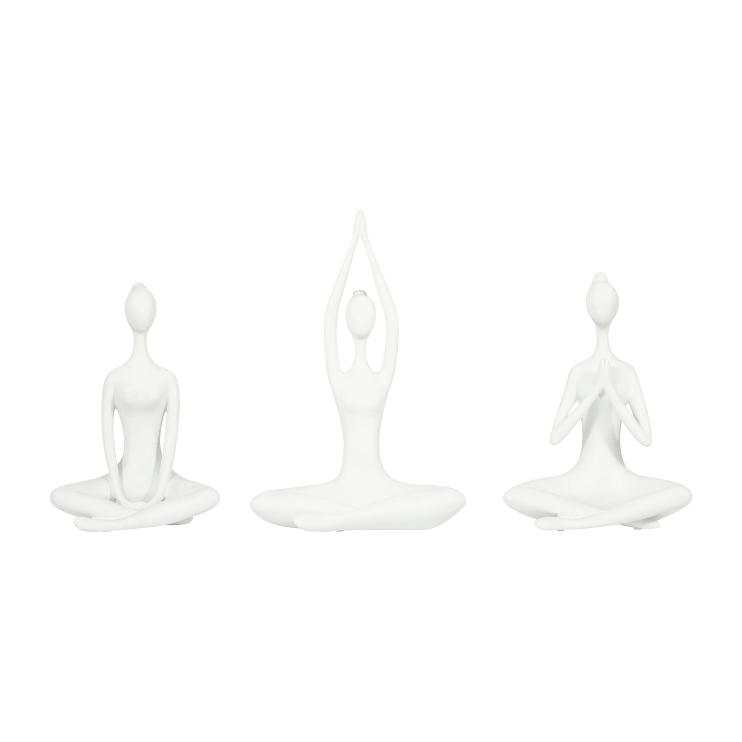 10" Resin Yoga Ladies (Set of 3) - White