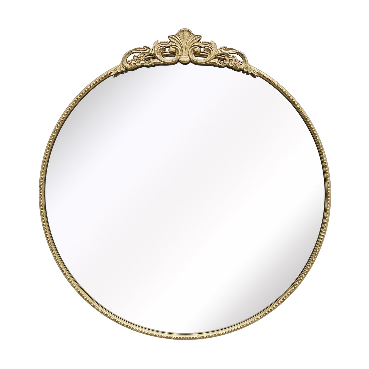 Fleur Applique Round Mirror - Gold