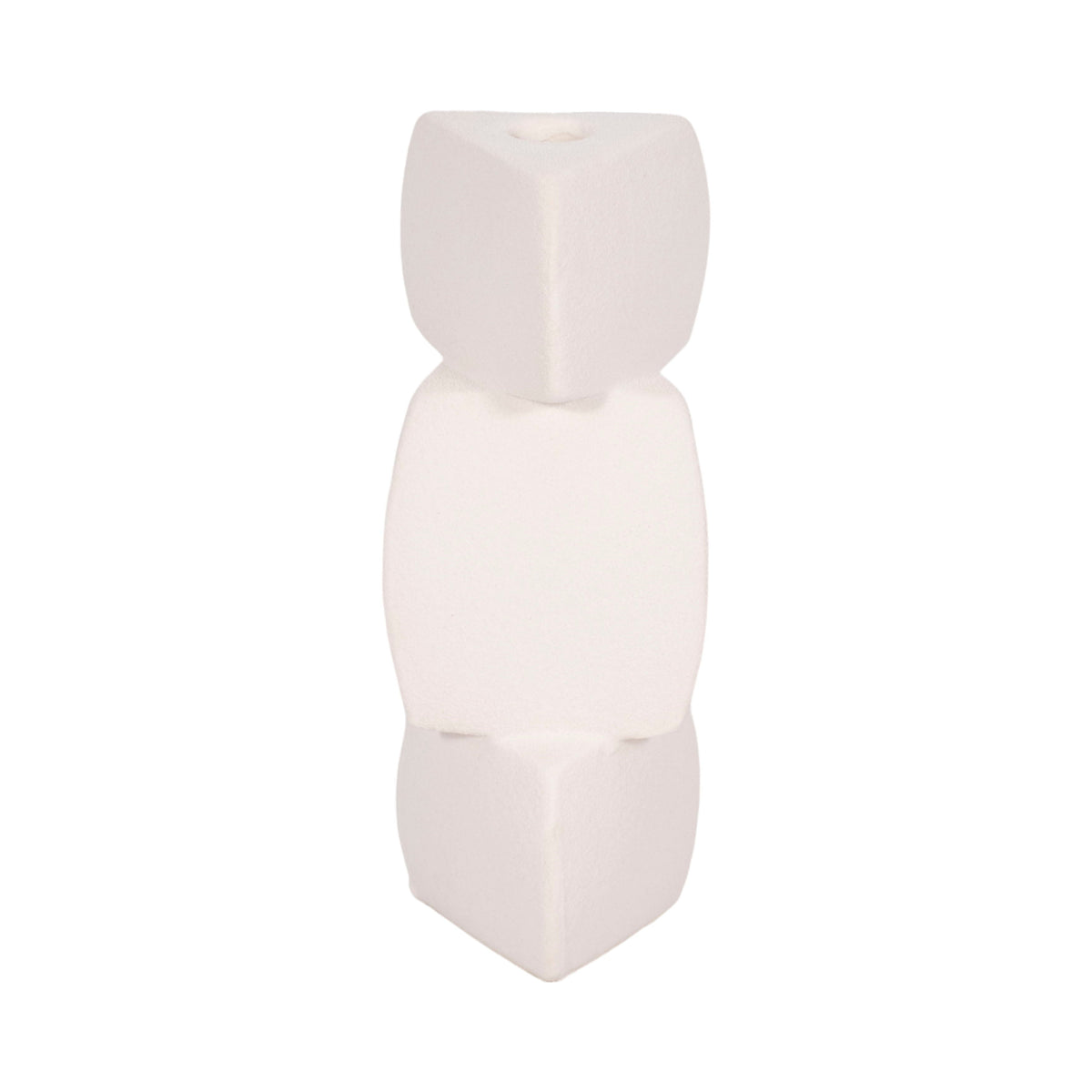 9" Stacked Objects Taper Holder Sand Glaze - White