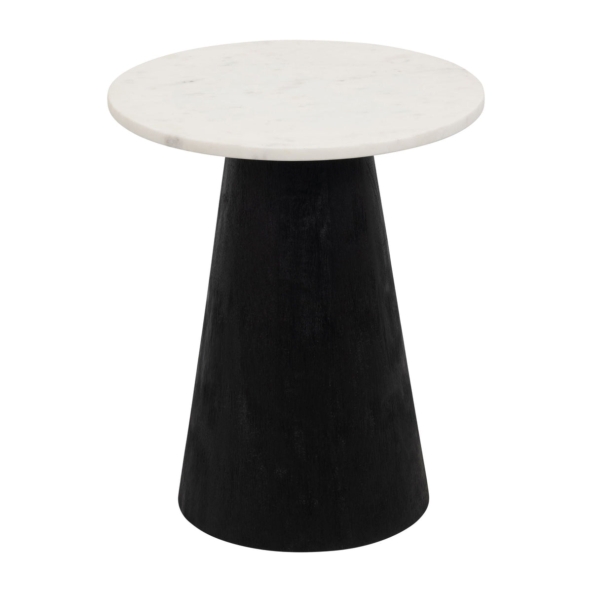 Metal 19" Hourglass Marble Top Side Table - Black