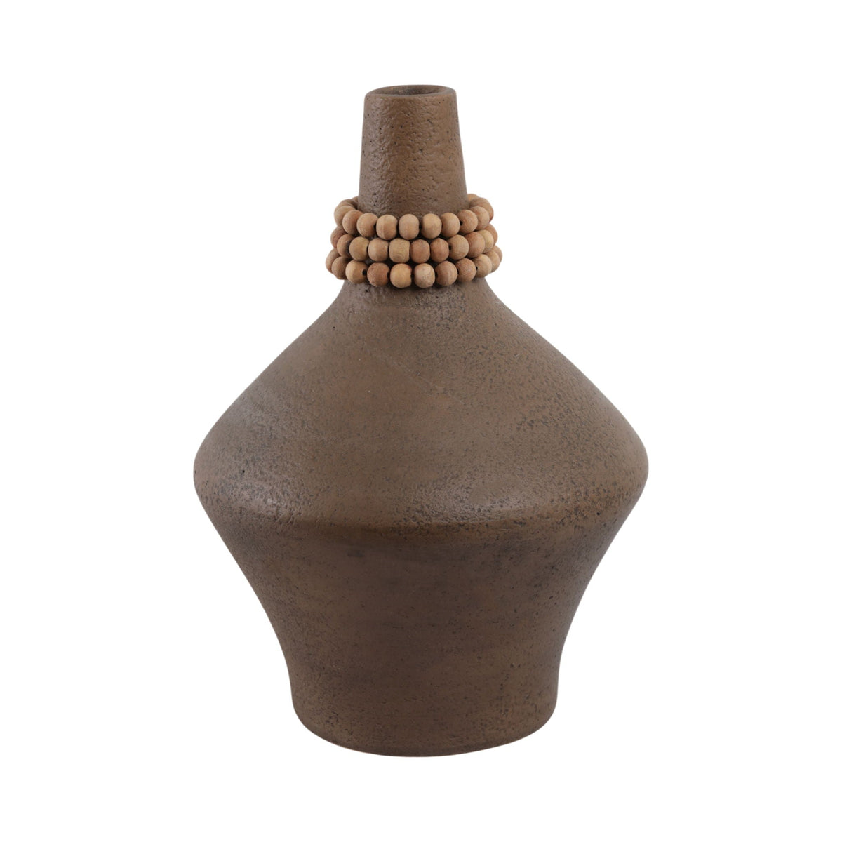 Tutwell Large Vase With Wood Beads - Brown
