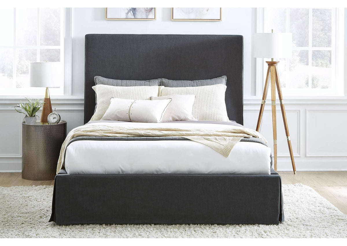CBB3J73 Cheviot Upholsteredskirted Storage Panel Bed In Iron