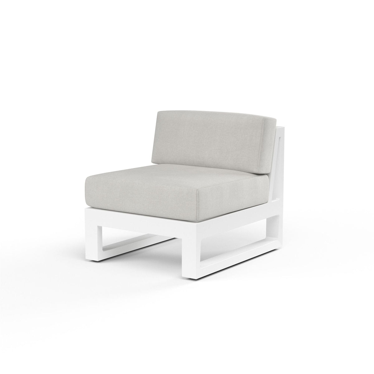 Newport - Armless Club Chair, No Welt - Cast Silver / White