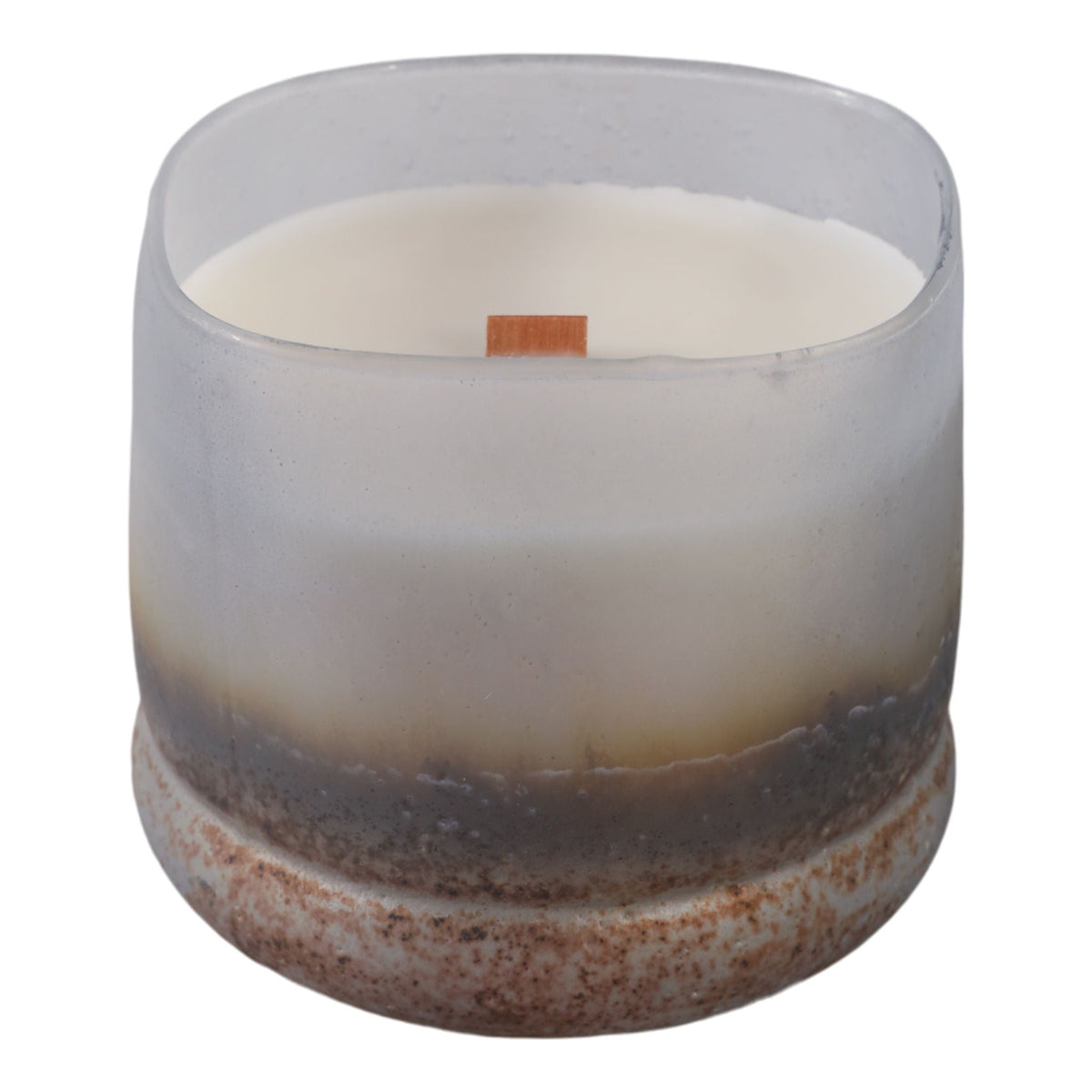 4" Lakeside Rain Frosted Glass Candle 12 Oz - Blue