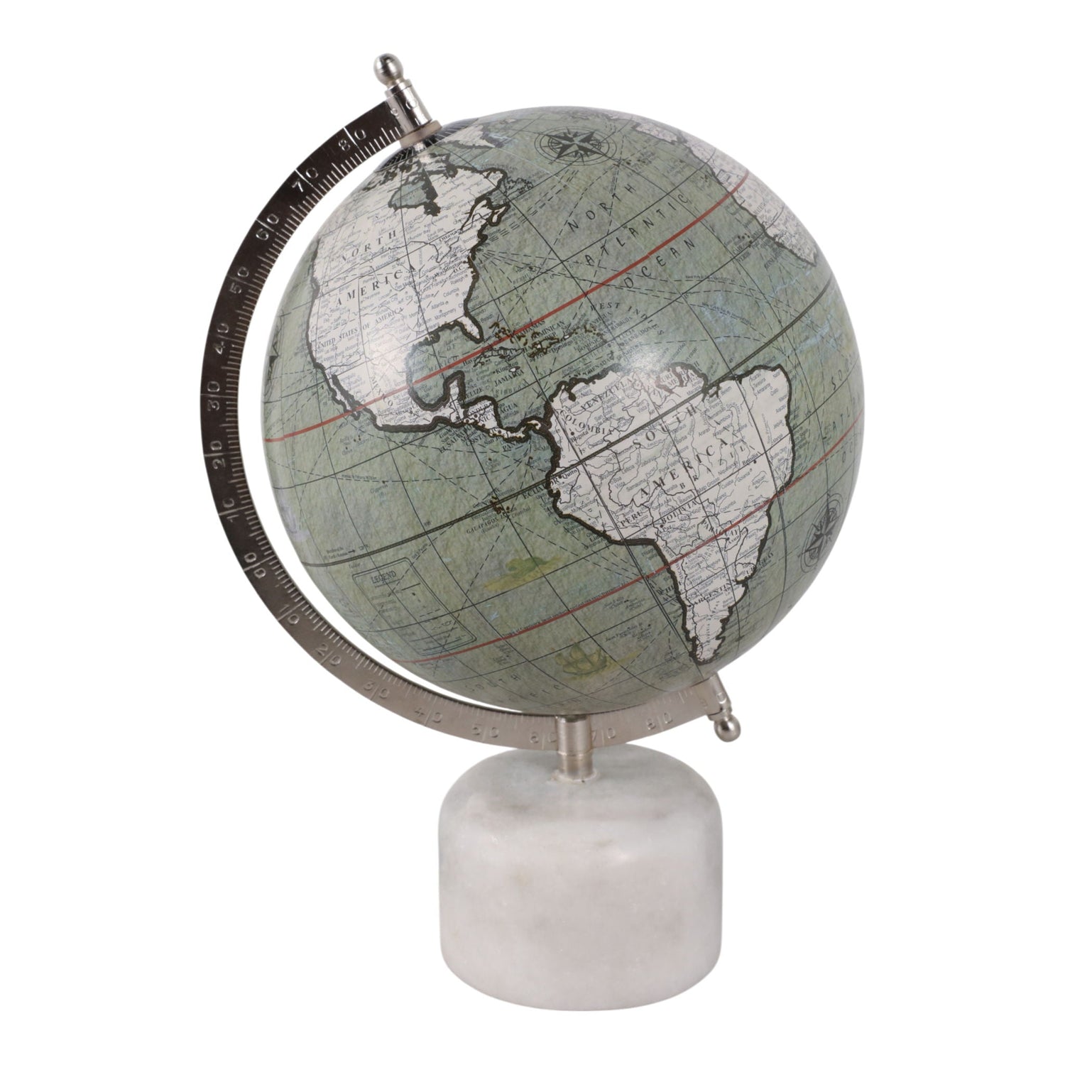 12" Greenwich Marble Base Globe - Gray / White