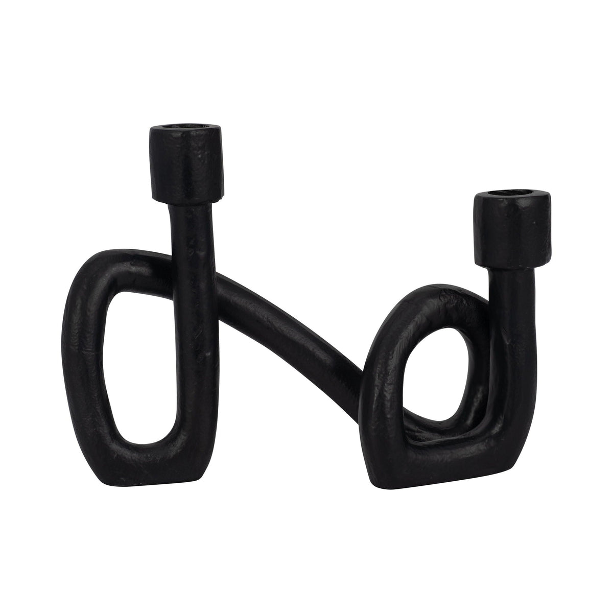 9" Swirled 2 Taper Candleholder - Black