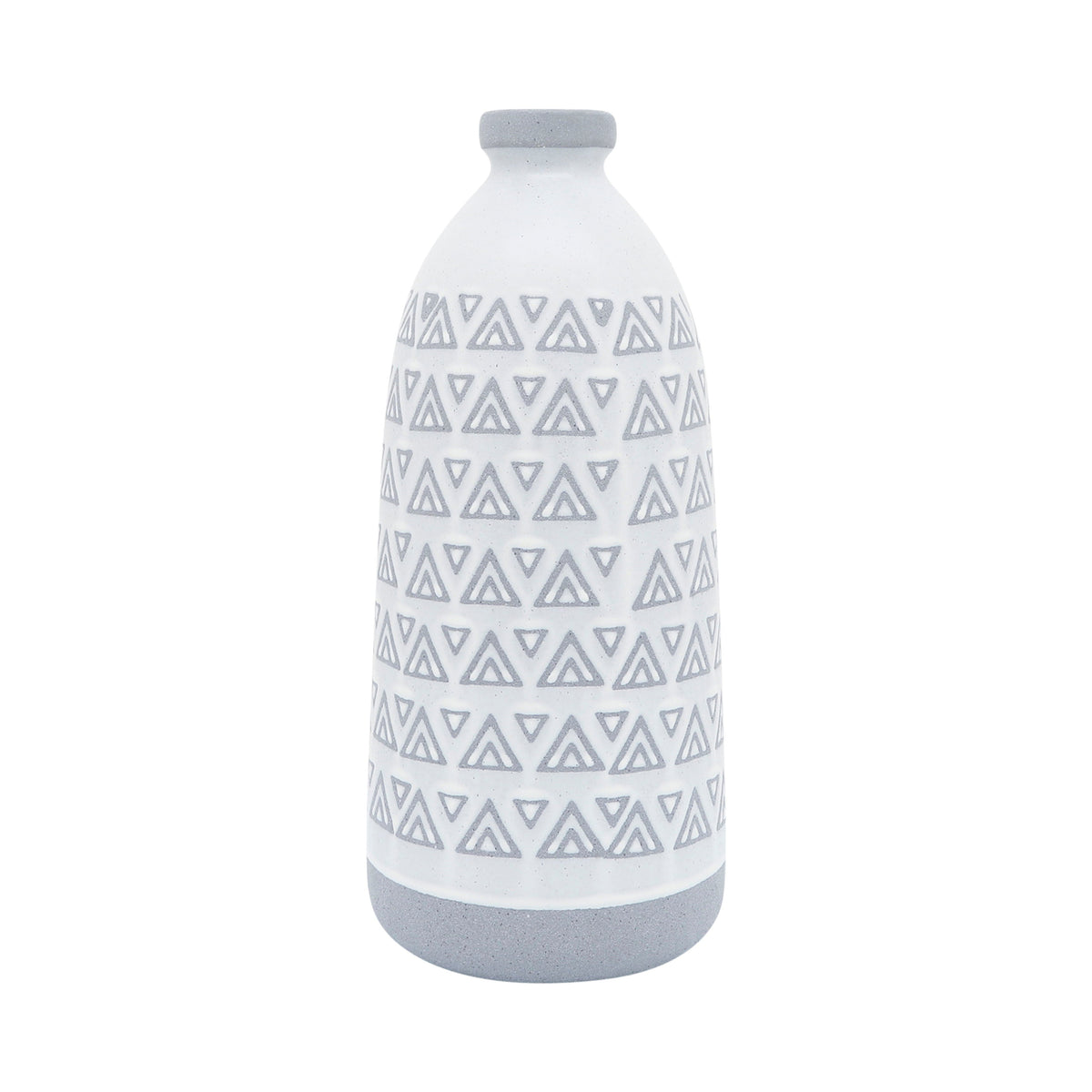 Ceramic Aztec Vase 14" - Gray