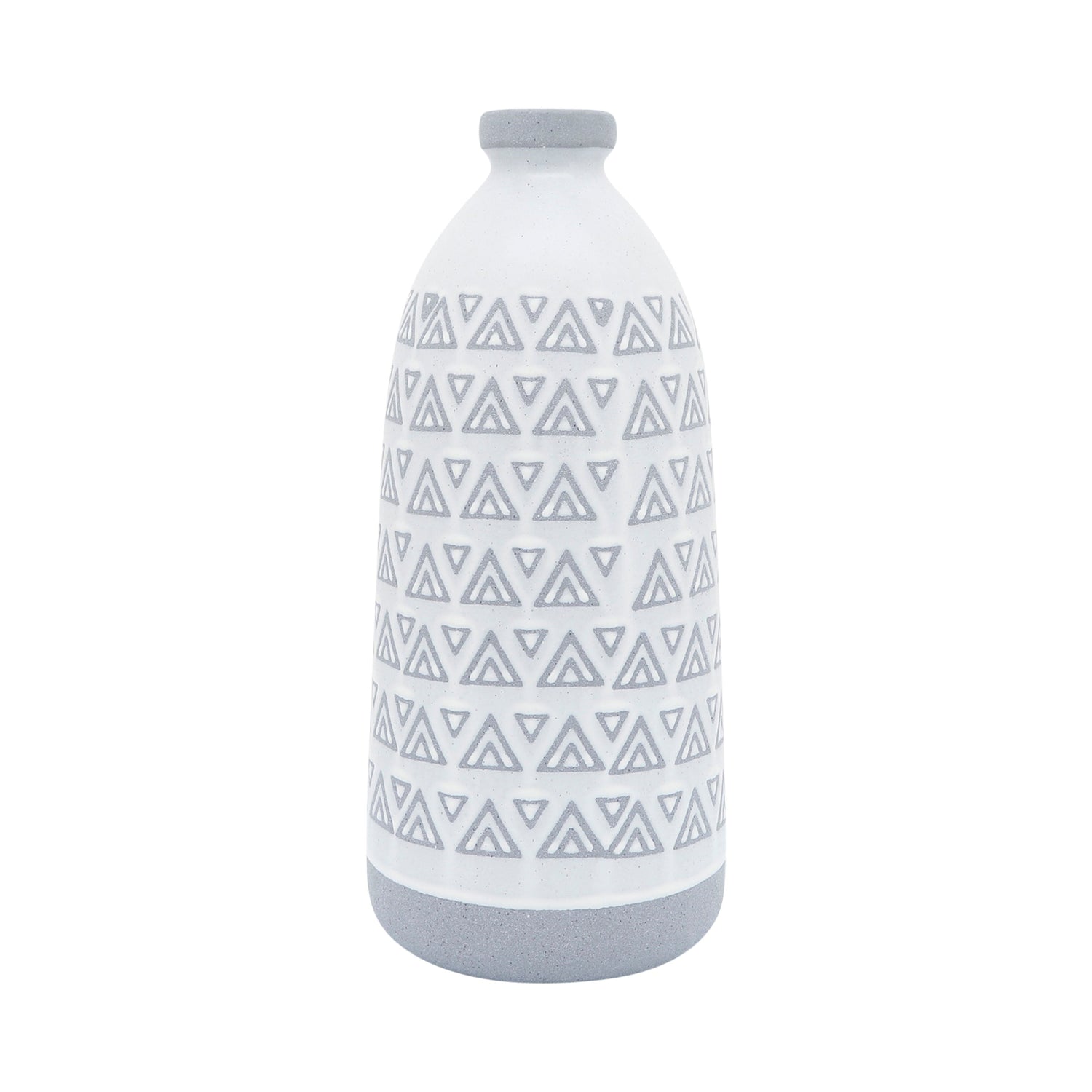 Ceramic Aztec Vase 14" - Gray