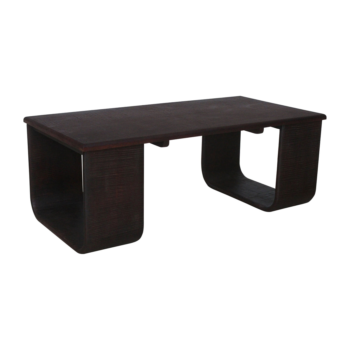 Wood 47" Textured Coffee Table - Brown