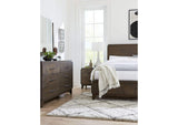 EQY6A6 Broderick Wood Panel Bed In Wild Oats Brown