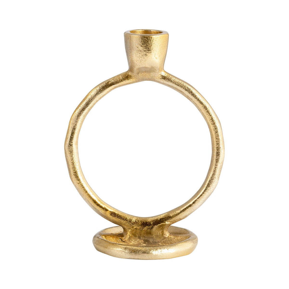 Metal 6" Round Ring Taper Candleholder - Gold