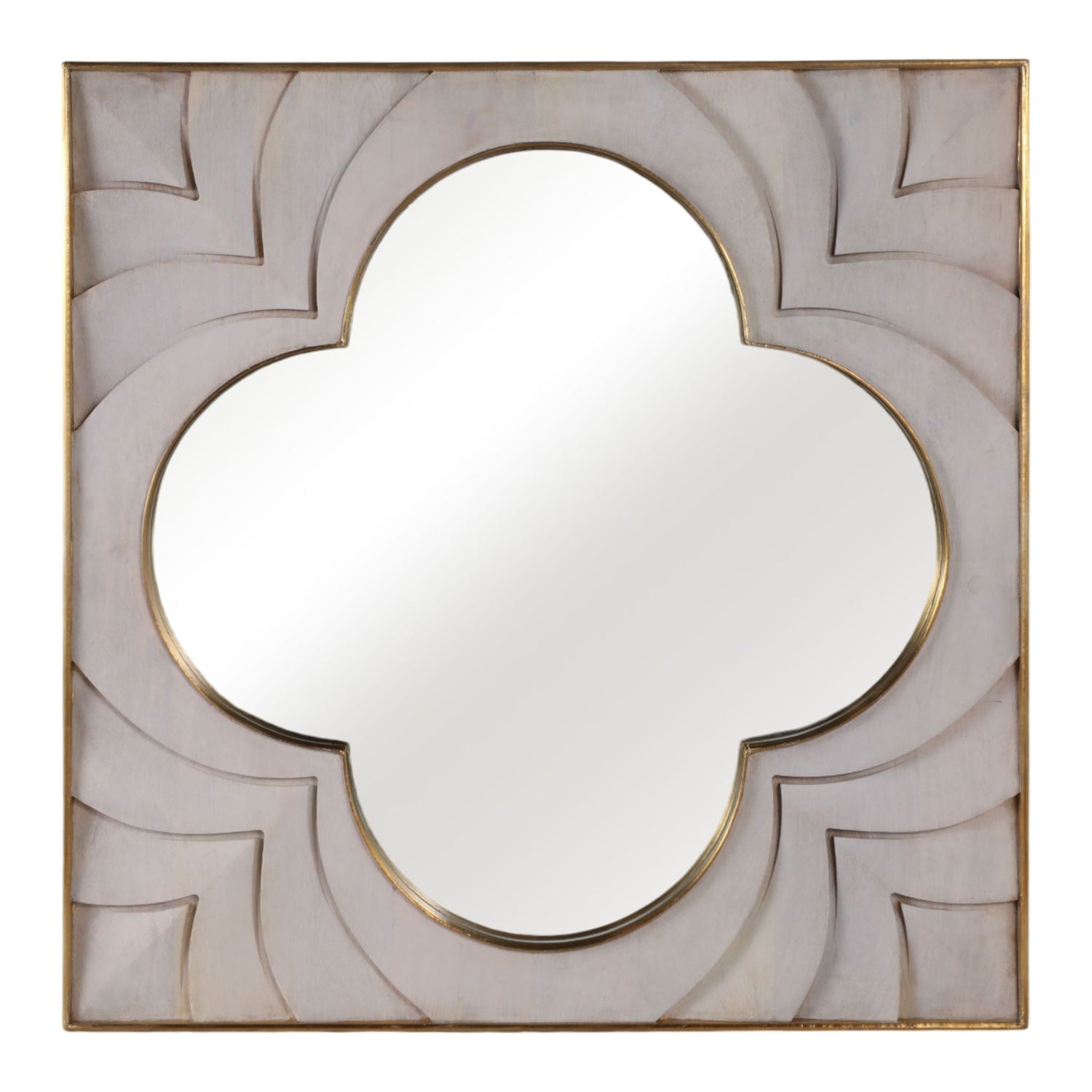 35" x 35" Havasu Wood And Brass Wall Mirror
