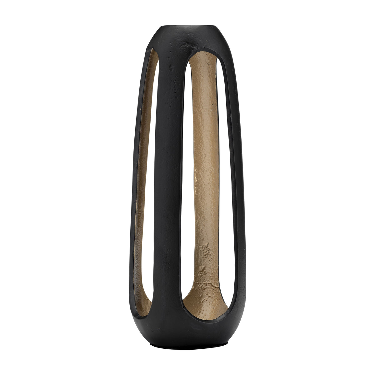 Metal Open Vase 18" - Matte Black