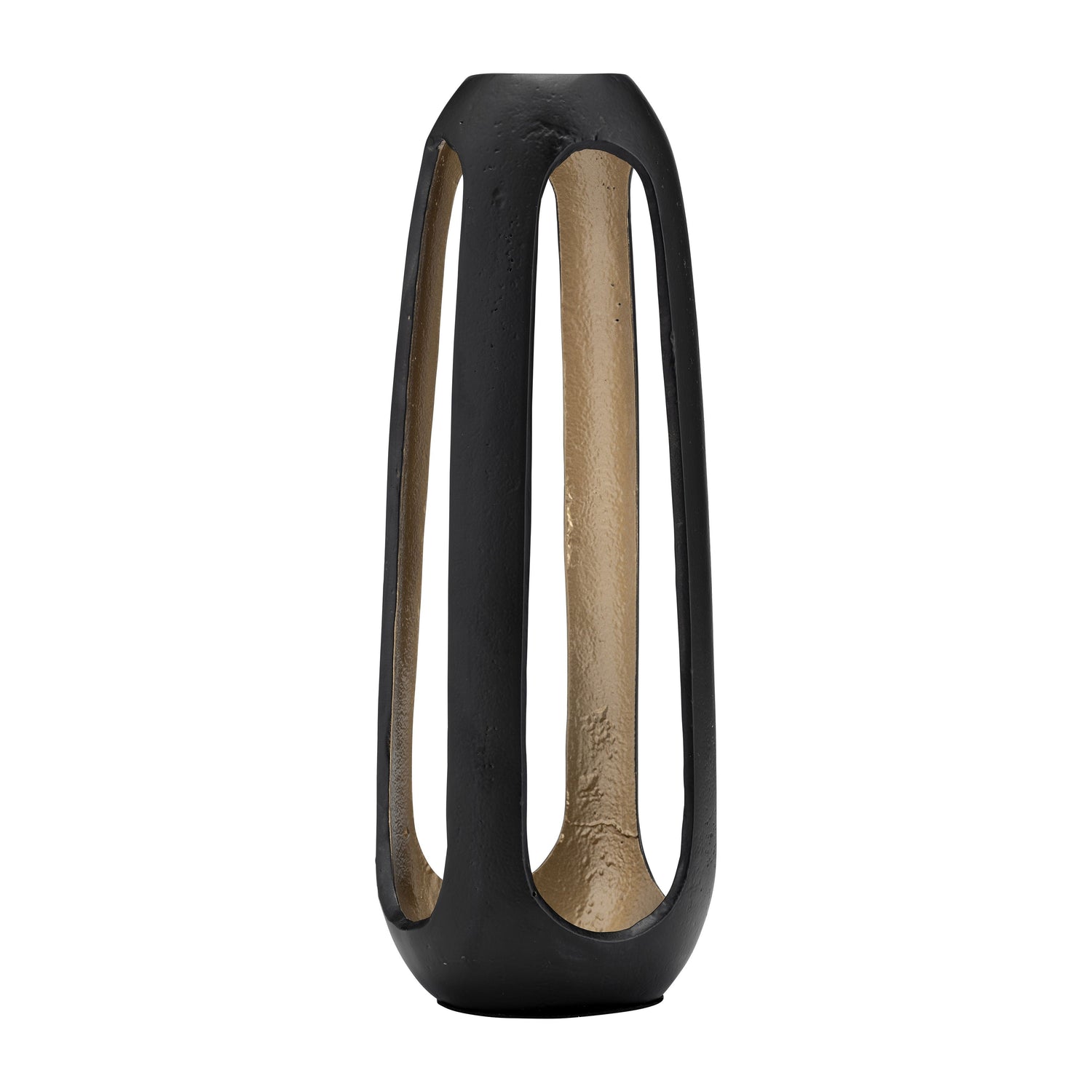 Metal Open Vase 18" - Matte Black