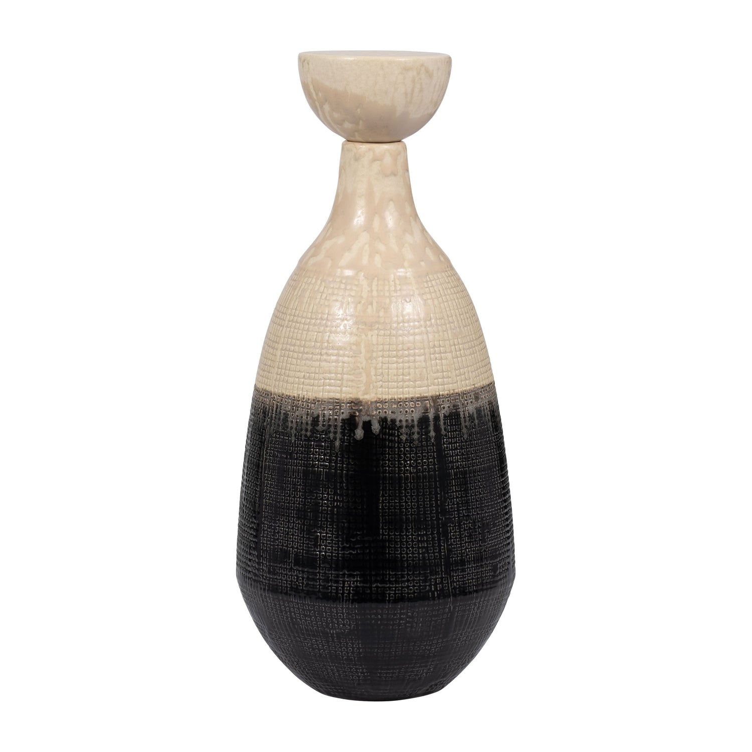 Alondra Large Ceramic Lidded Jar - Beige