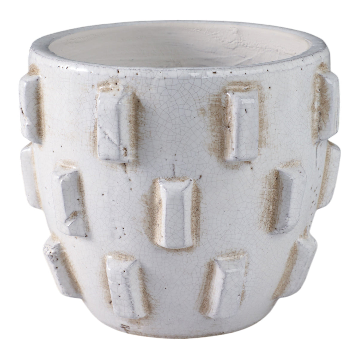 7" Sculptural Hobnail Planter - White