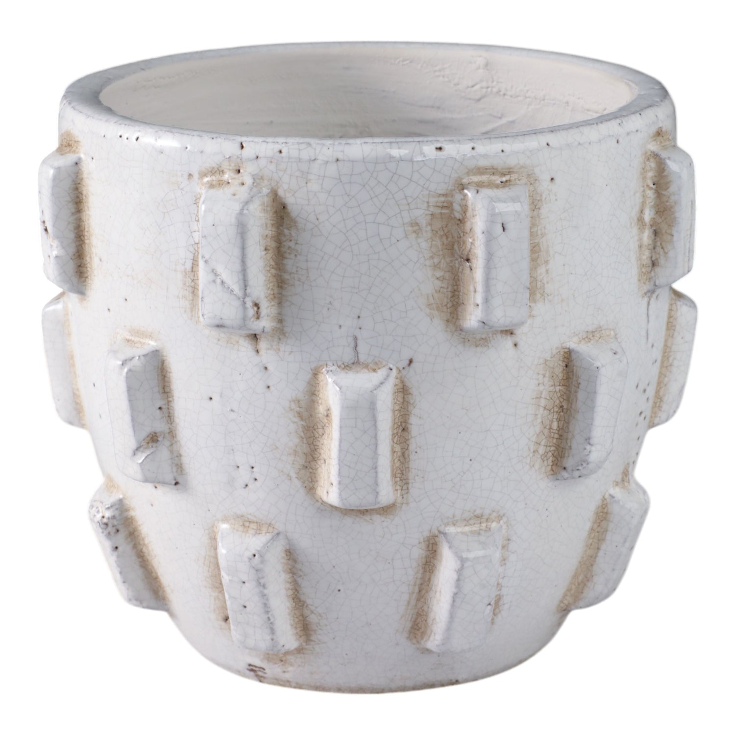 7" Sculptural Hobnail Planter - White