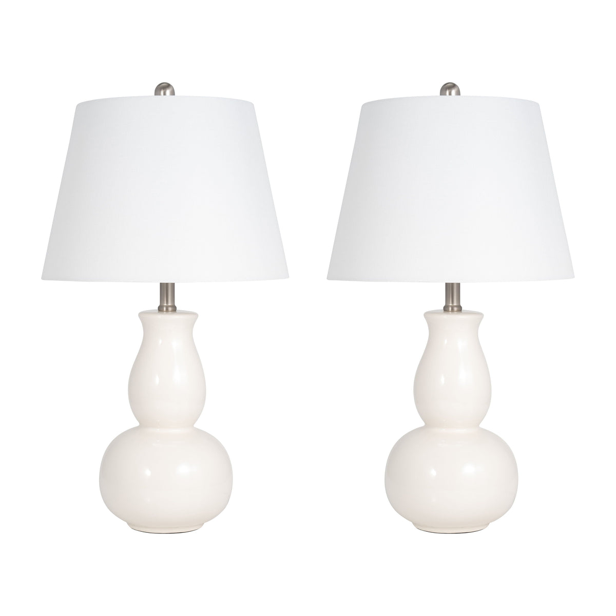 Ceramic 26" Gourd Table Lamp (Set of 2) - White