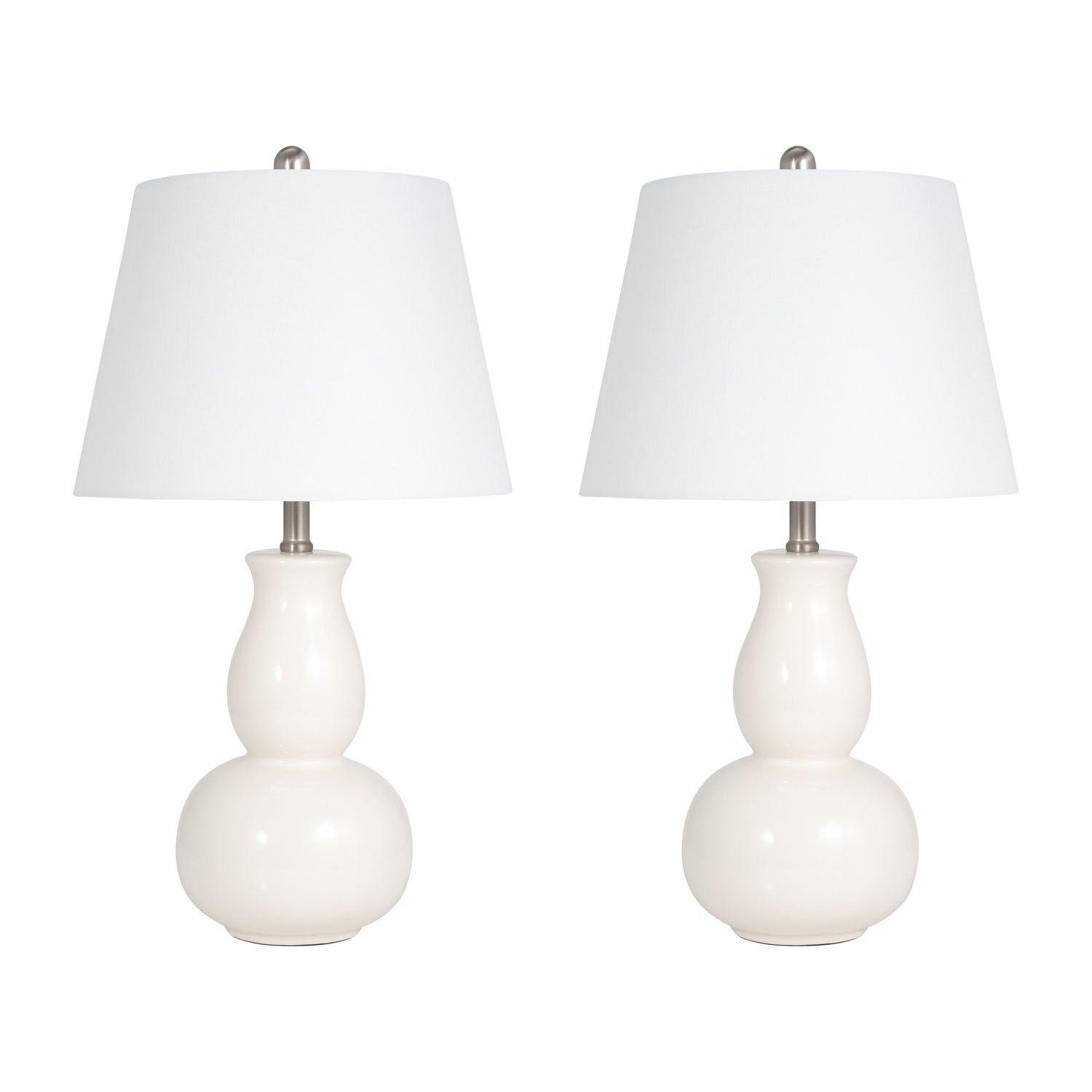 Ceramic 26" Gourd Table Lamp (Set of 2) - White