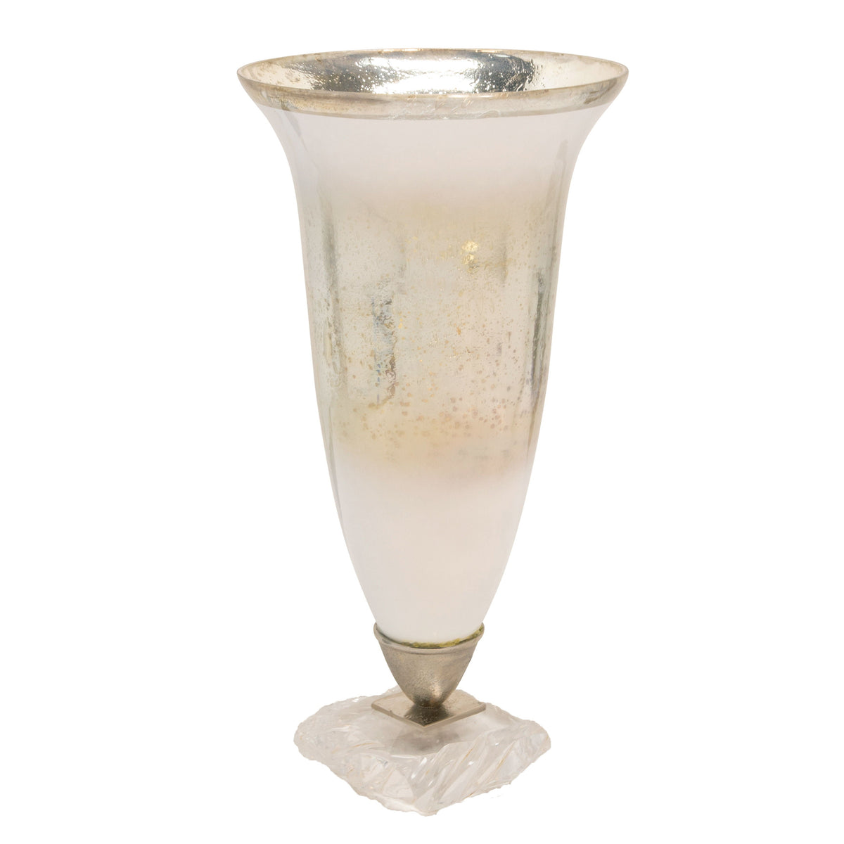 Glass Vase With Acrylic Base - Silver