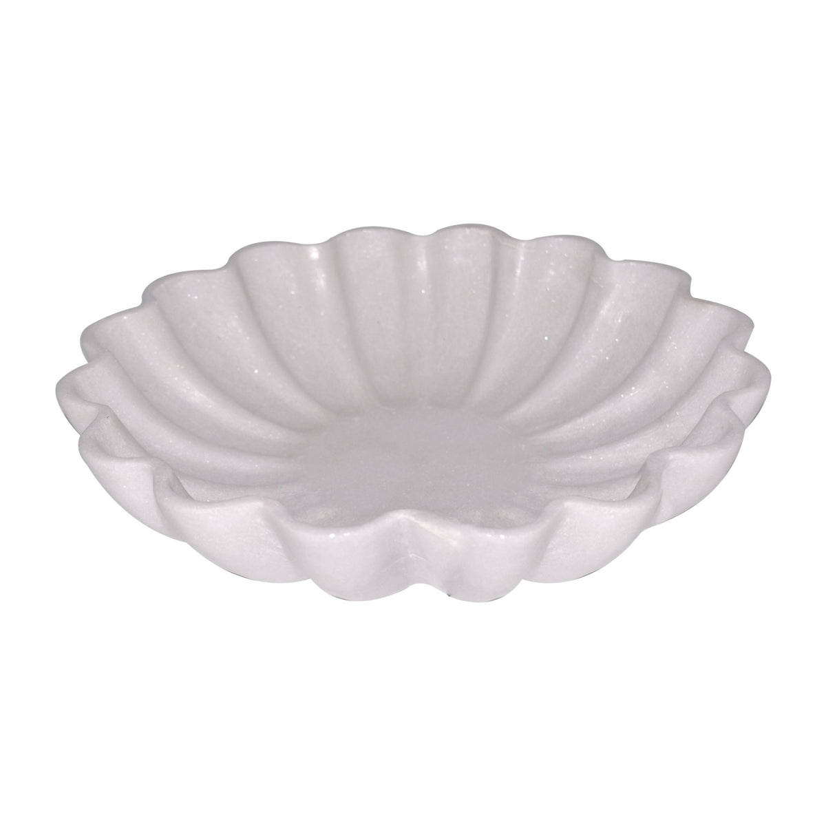 Marble 12" Shell Shaped Tray - White