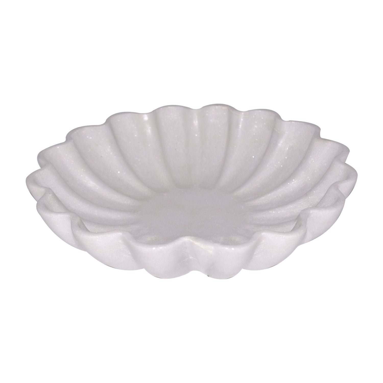 Marble 12" Shell Shaped Tray - White