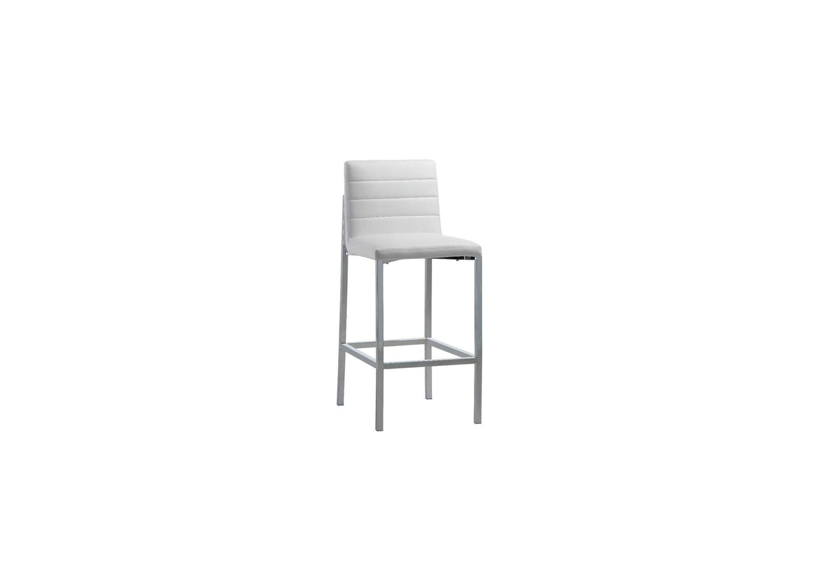 1AA468M Amalfi Metal Back Bar Stool In White Leather (Set of 2)