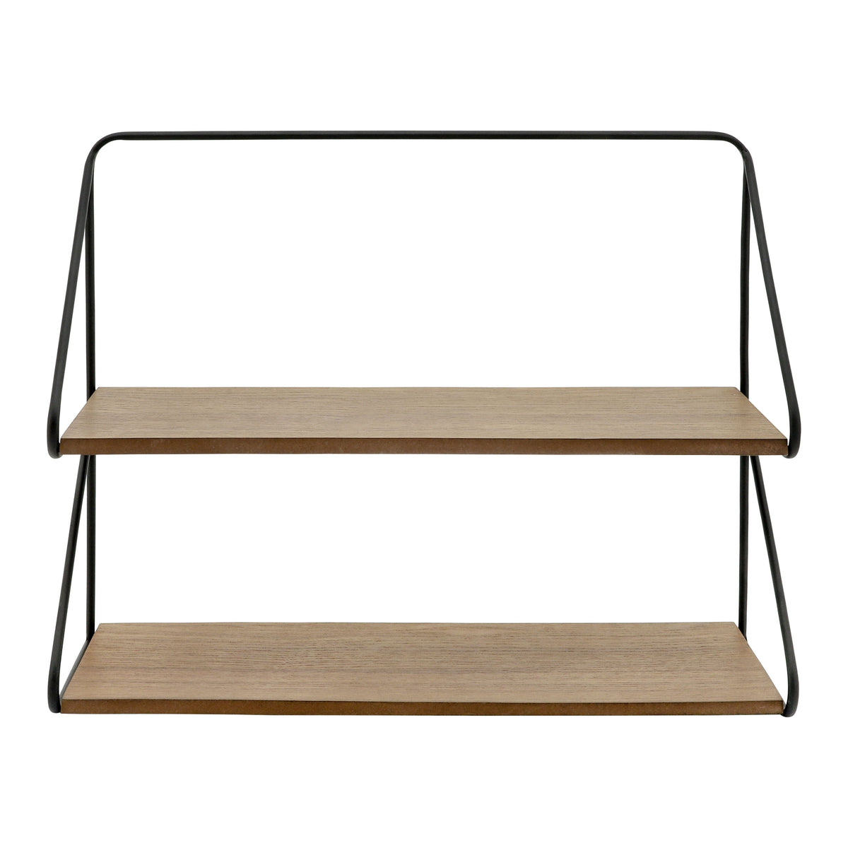 Metal / Wood 2-Tier Wall Shelf 20" - Black / Brown