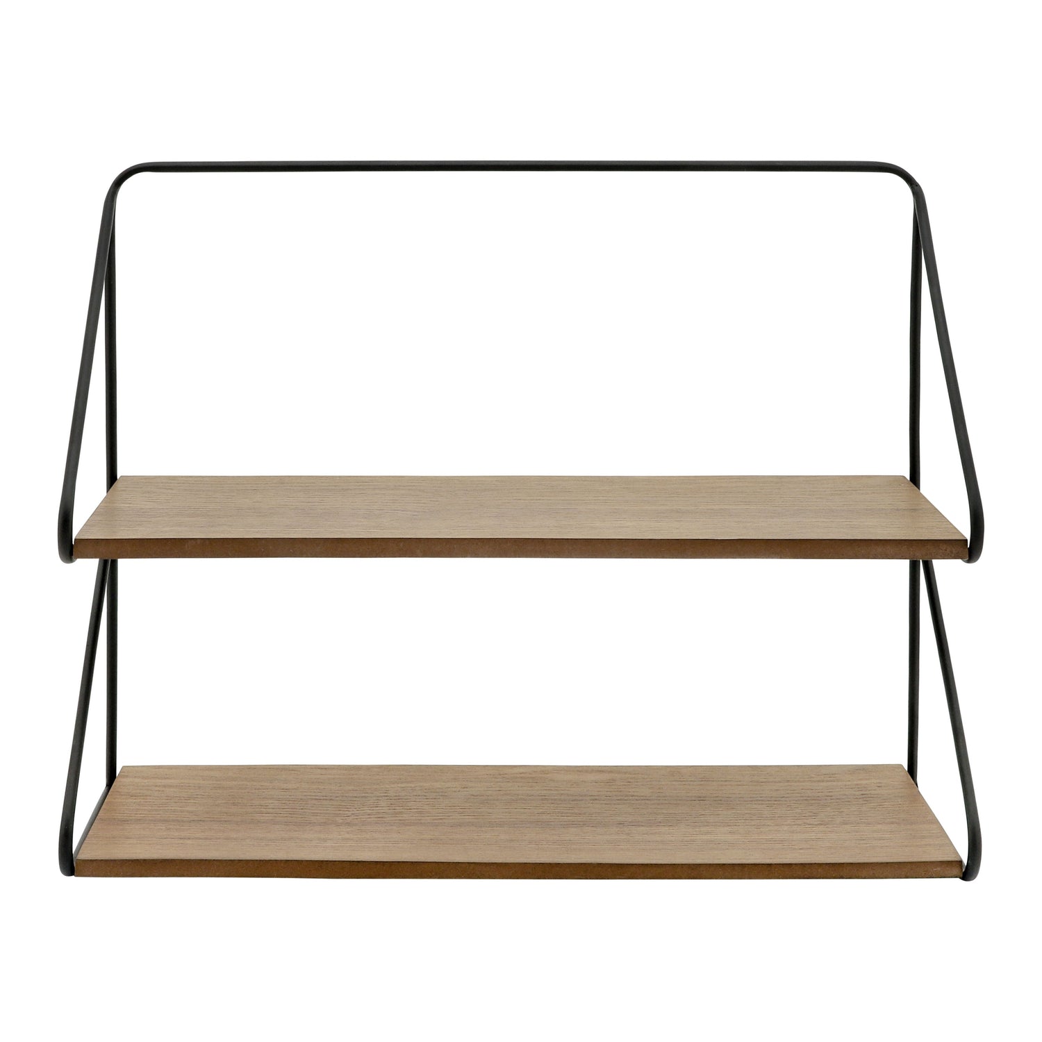 Metal / Wood 2-Tier Wall Shelf 20" - Black / Brown
