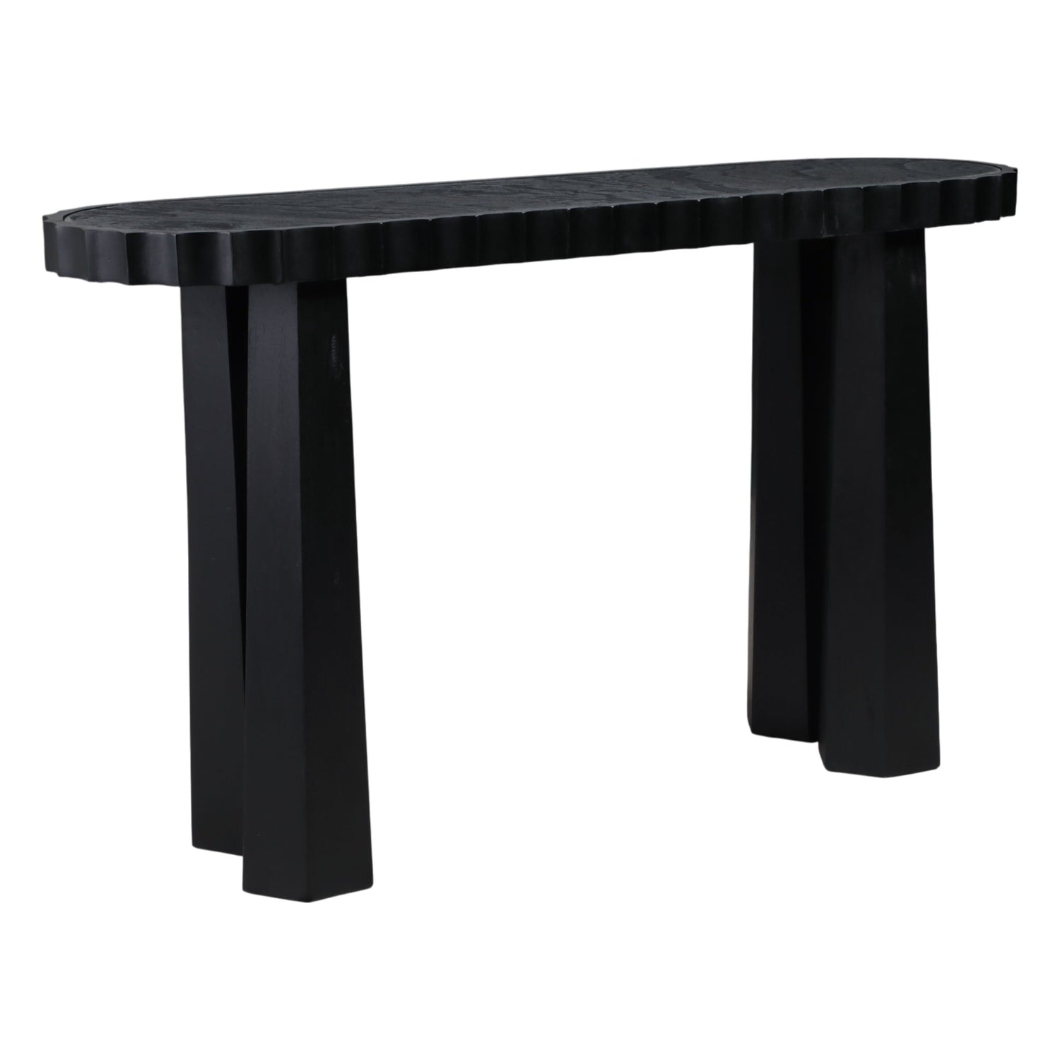 Luzia Metallic Marble And Wood Console Table - Black