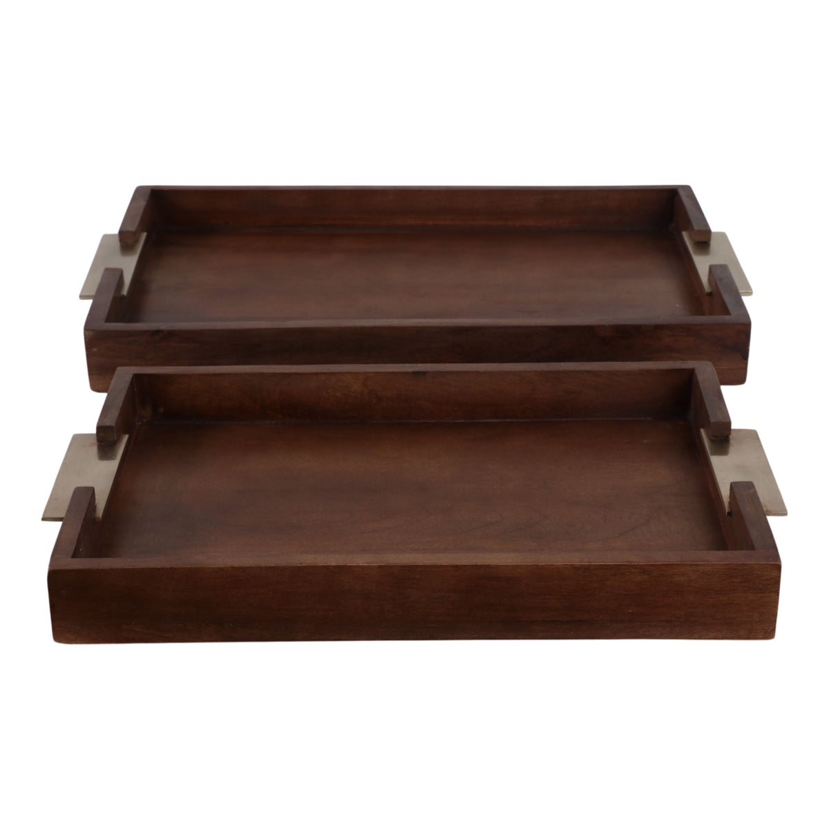 20" / 17" Doncaster Brown Wood Trays (Set of 2) - Brown