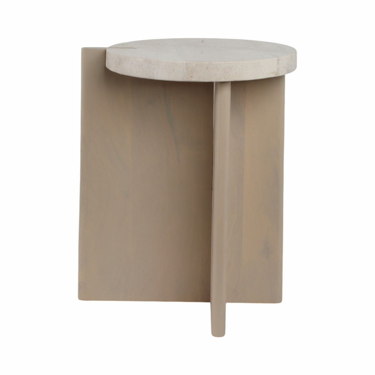 Connley Small Marble And Wood Accent Table - Ivory