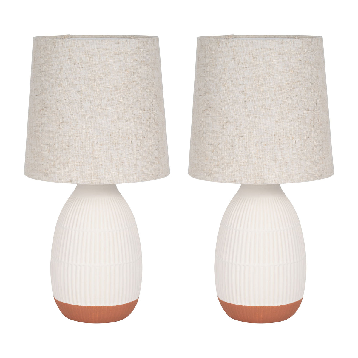 Ceramic 19" Table Lamp (Set of 2) - White/Terracotta
