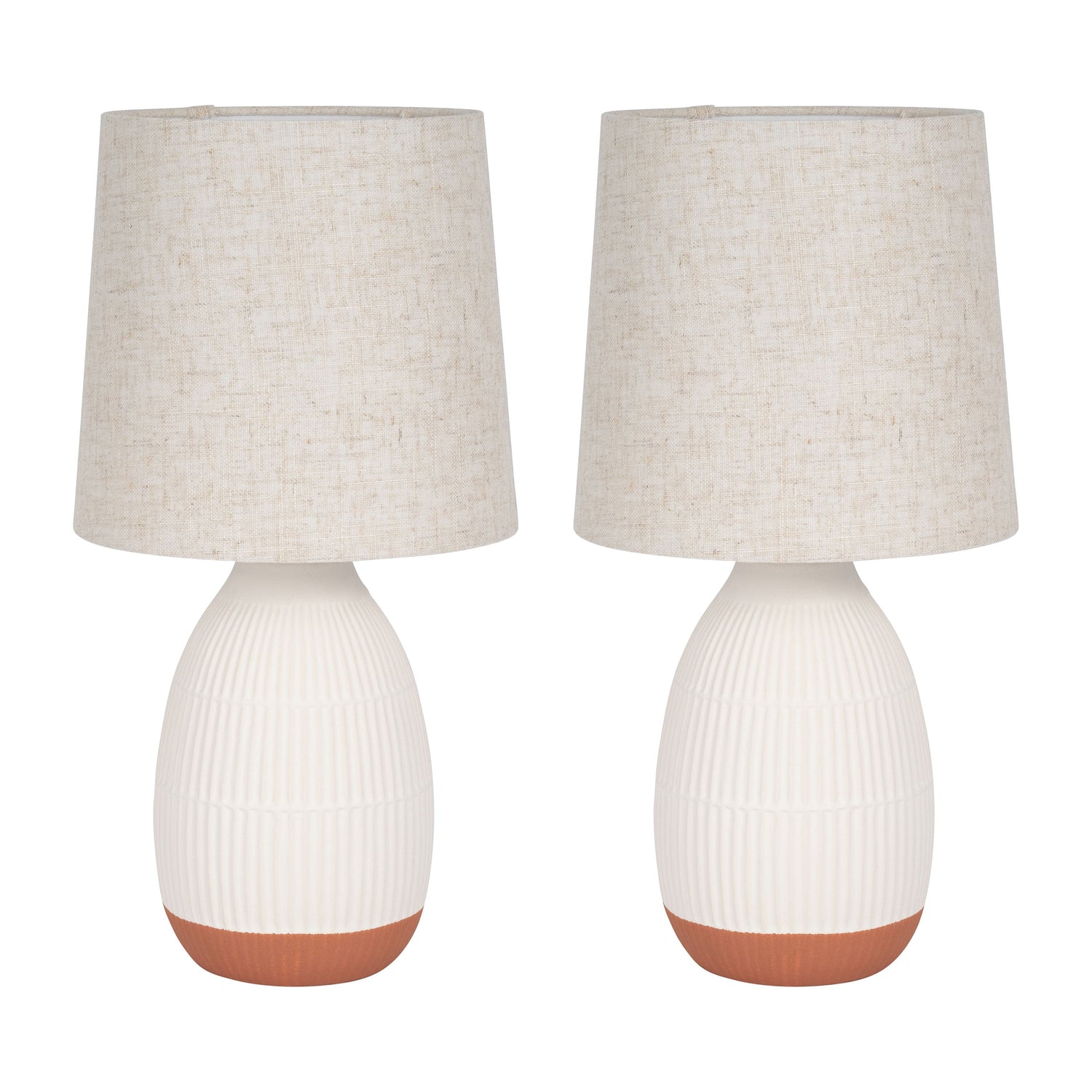 Ceramic 19" Table Lamp (Set of 2) - White/Terracotta
