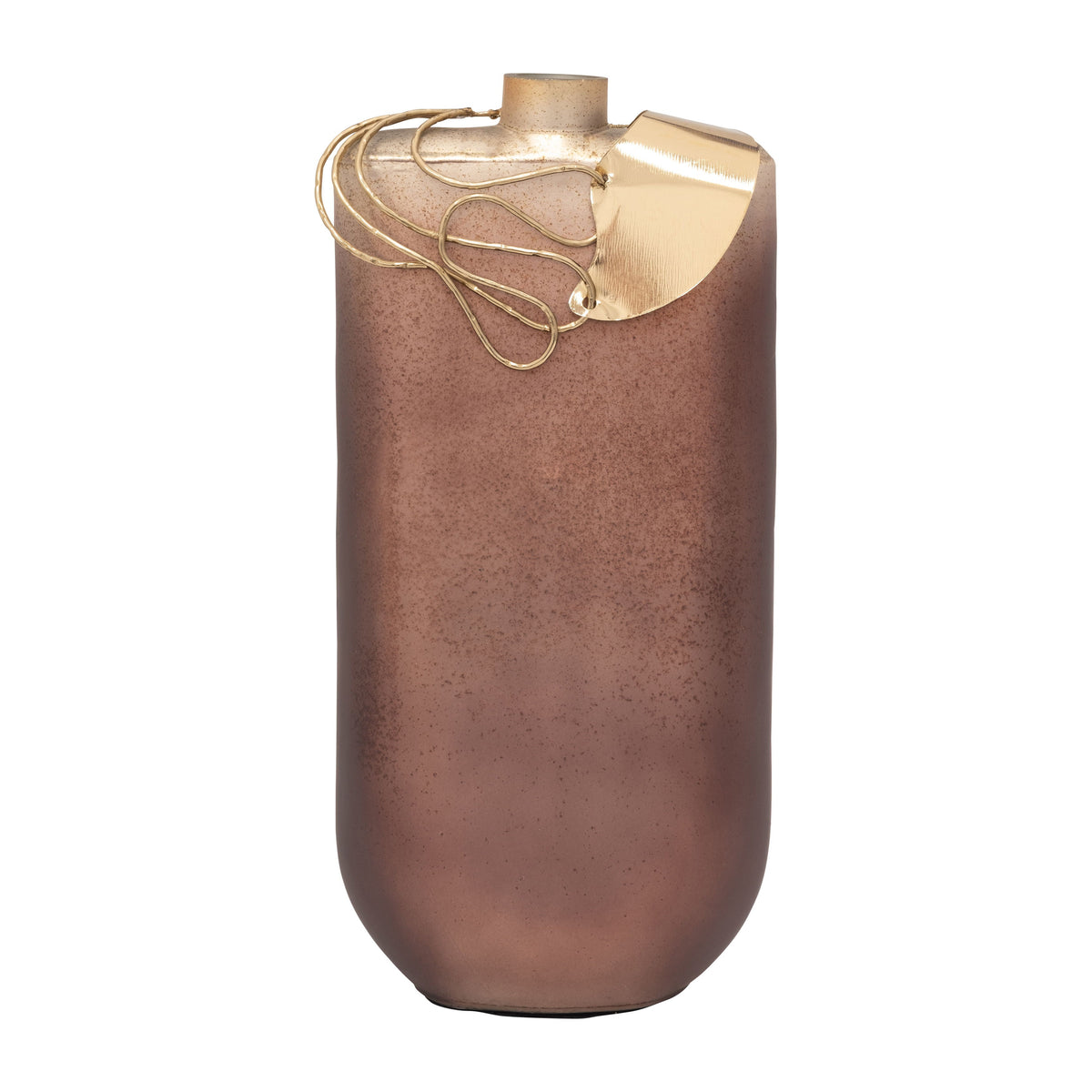 Glass 16" Glamorous Vase With Necklace - Gold