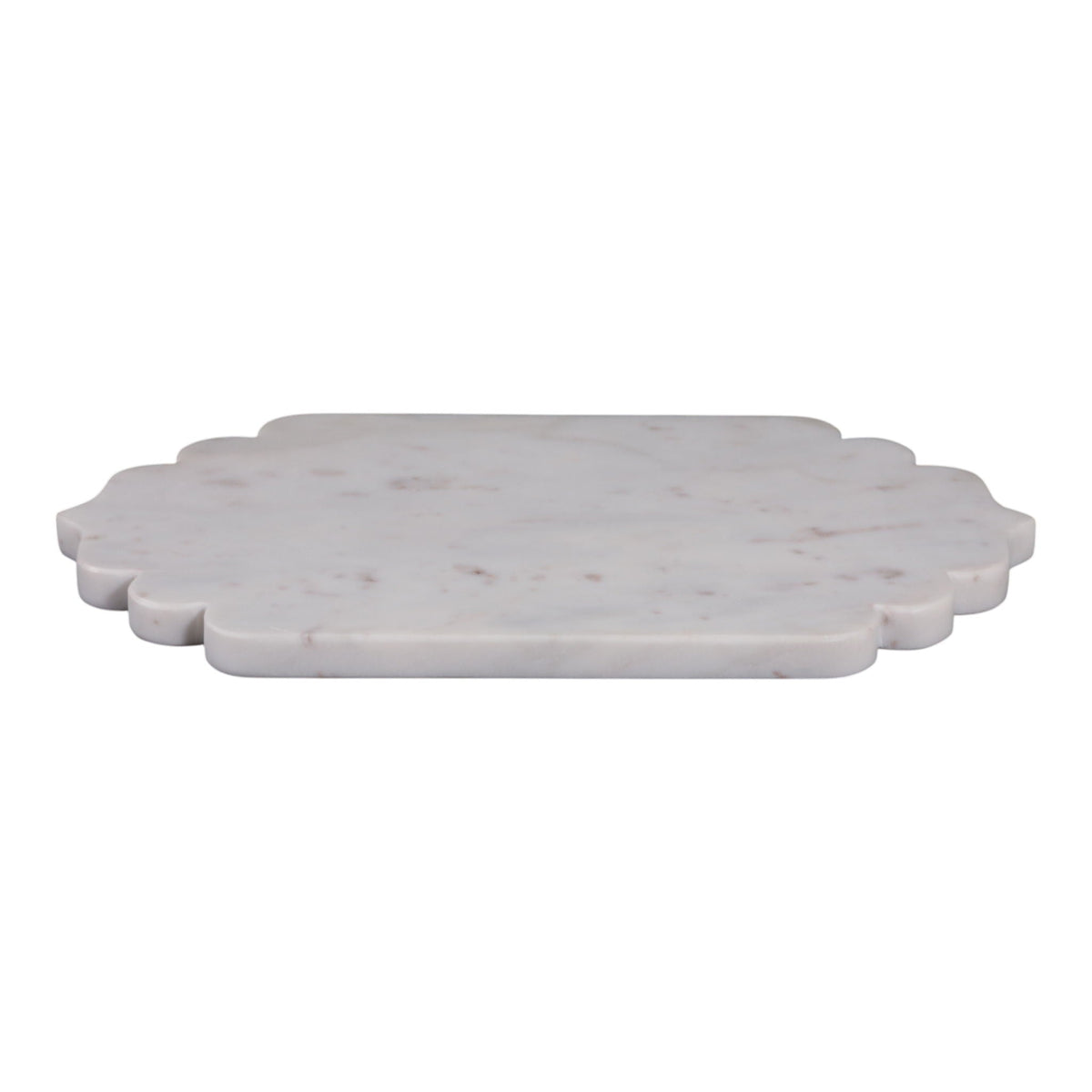 14" x 8" Scallop Edge Oval Marble Tray - White