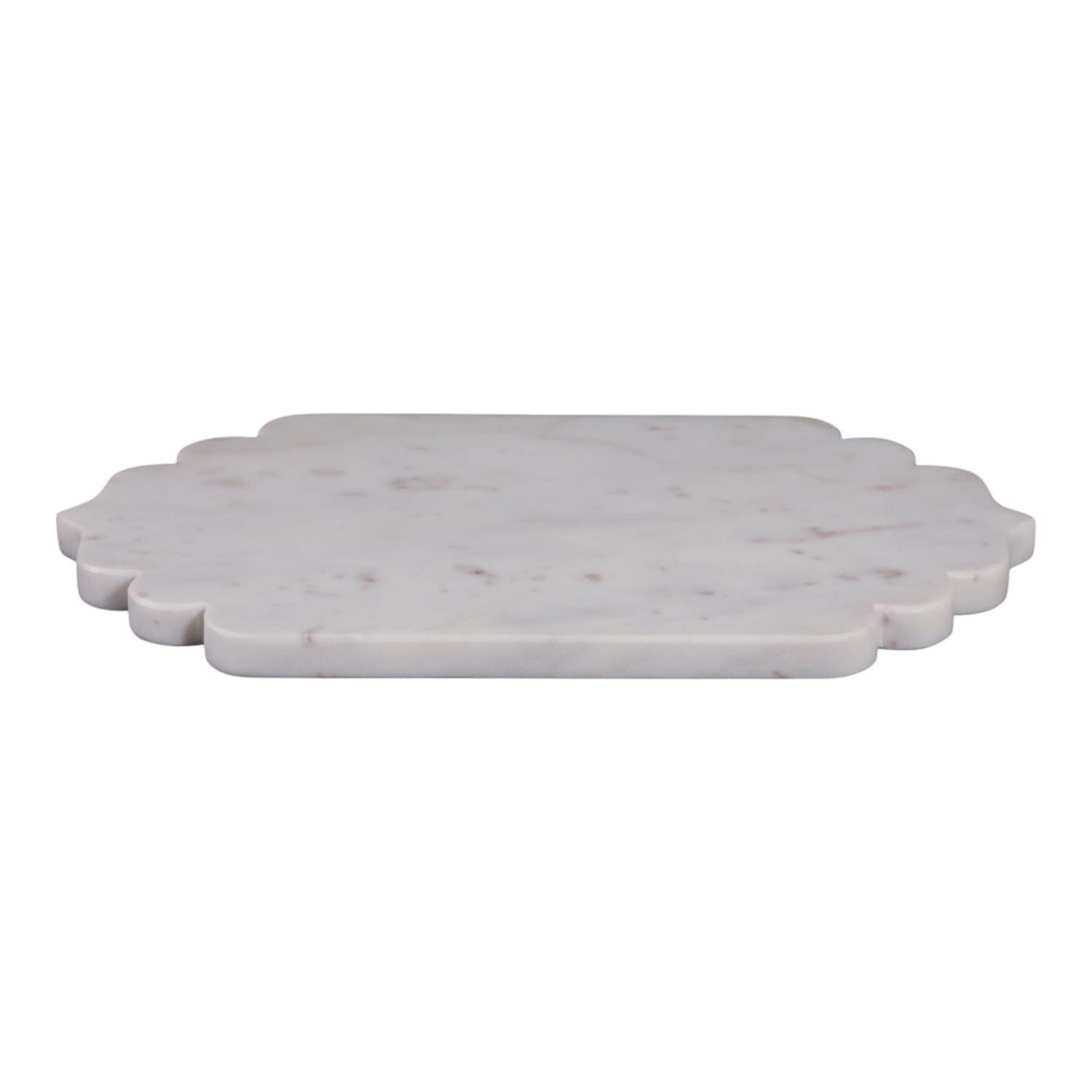 14" x 8" Scallop Edge Oval Marble Tray - White