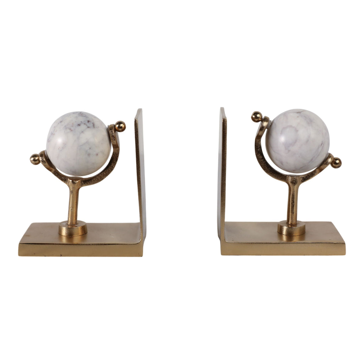 11" Henrico Marble Globe Bookends (Set of 2) - Gold