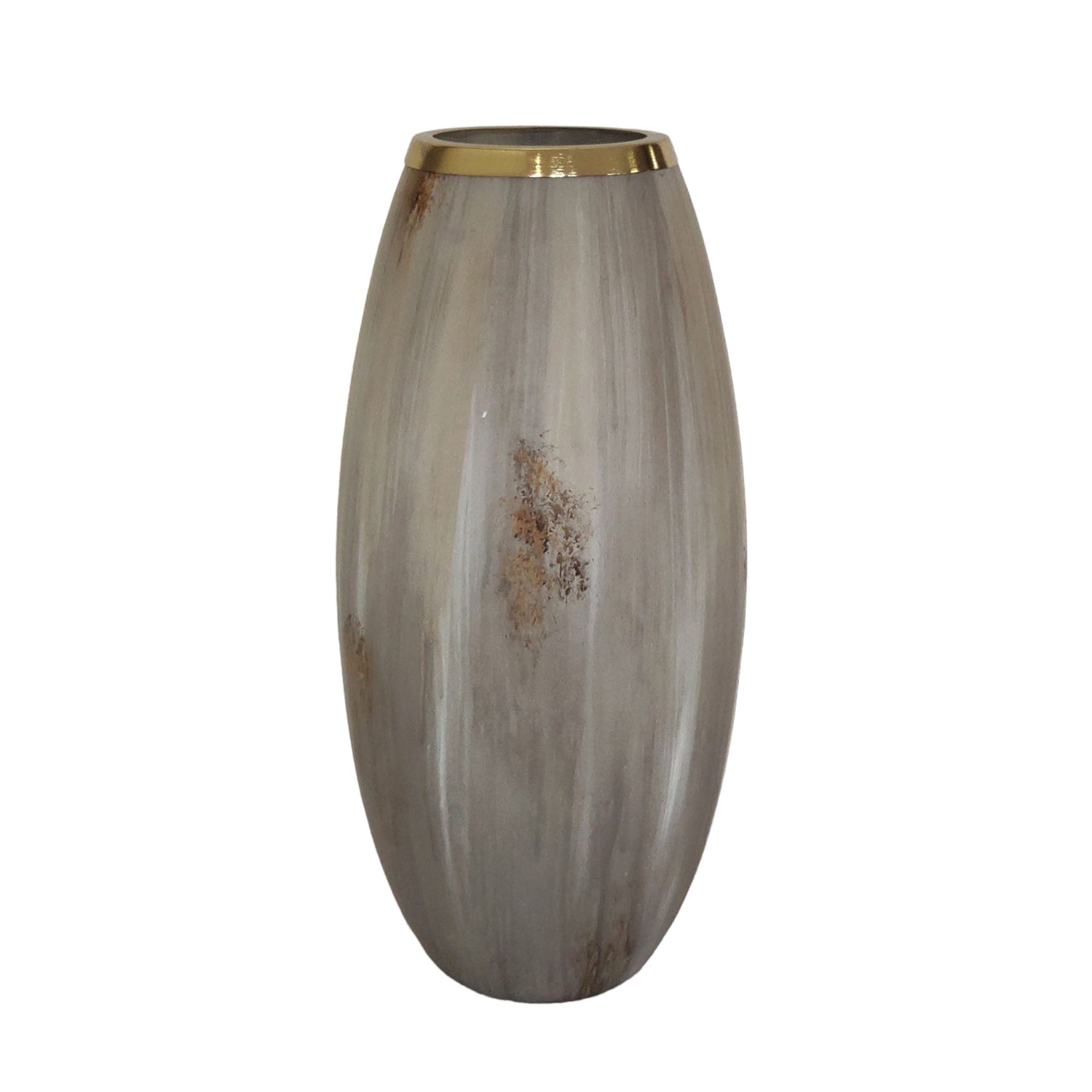 17" Curved Glass Vase Opal Finish - Ivory Multi