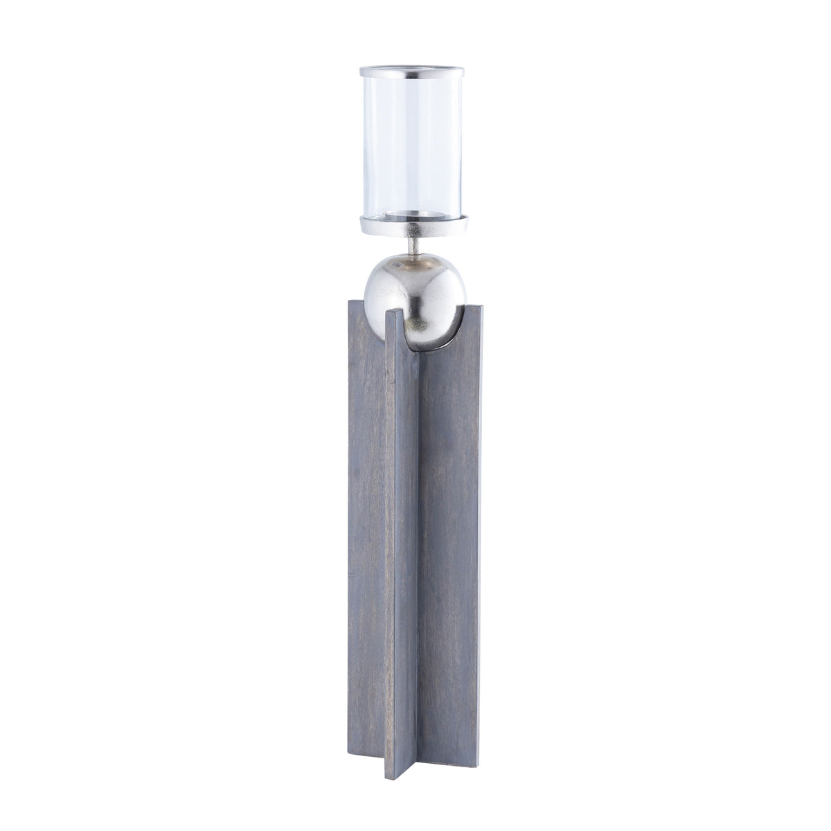 Idabel Small Wood Candle Holder - Gray