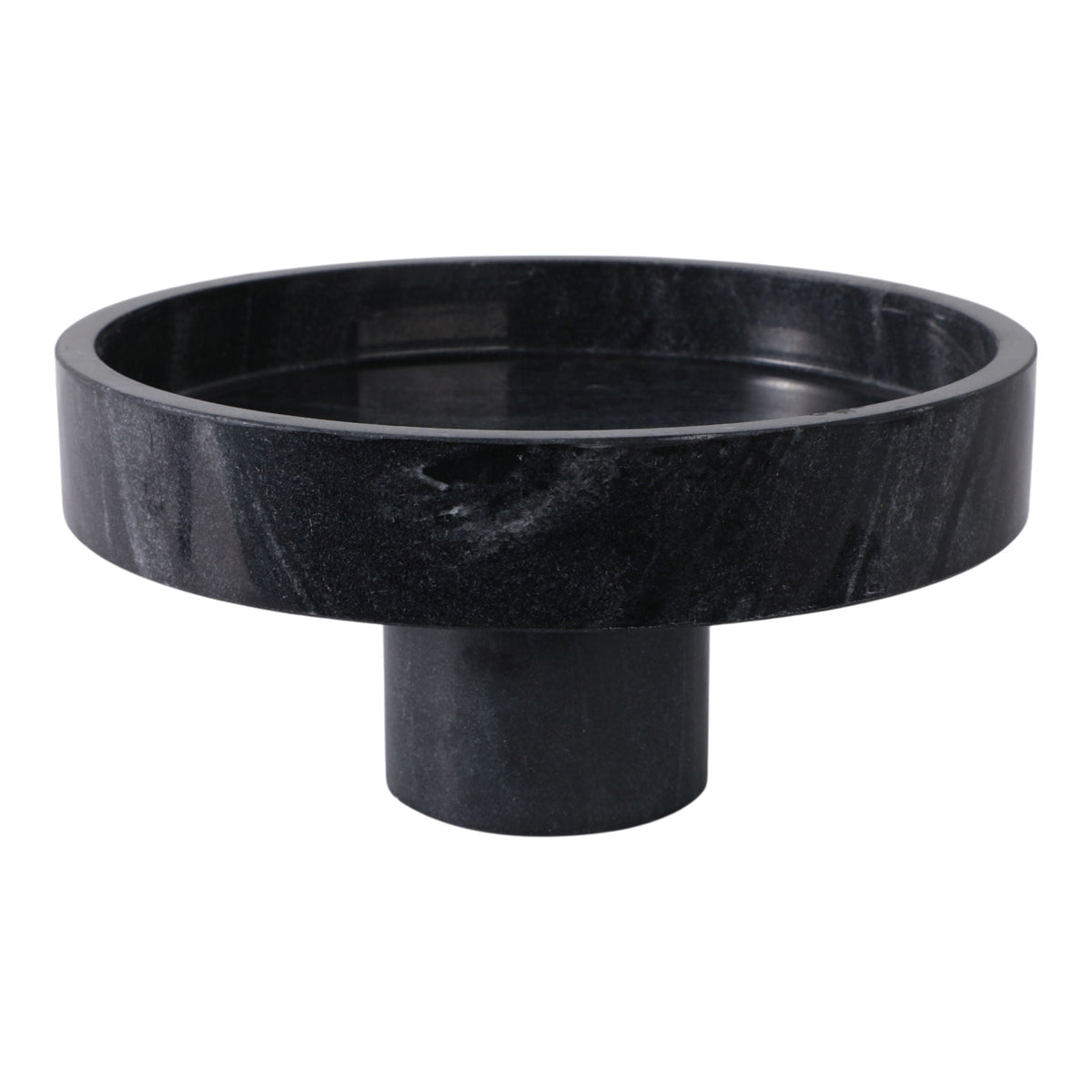 12" x 6" Marble Pedestal Bowl - Black